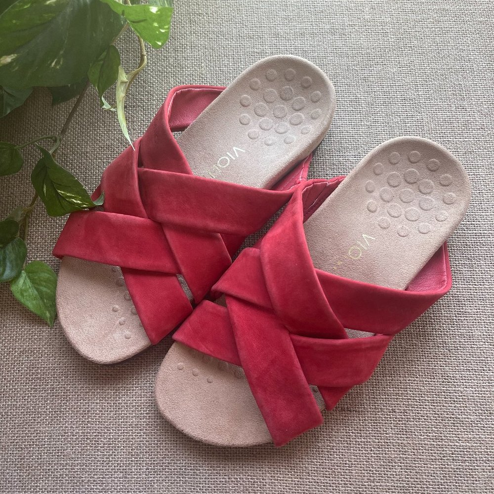 Vionic Juno - 8.5 WIDE Women's Slide Sandal US  | Red Cherry | TVW5273